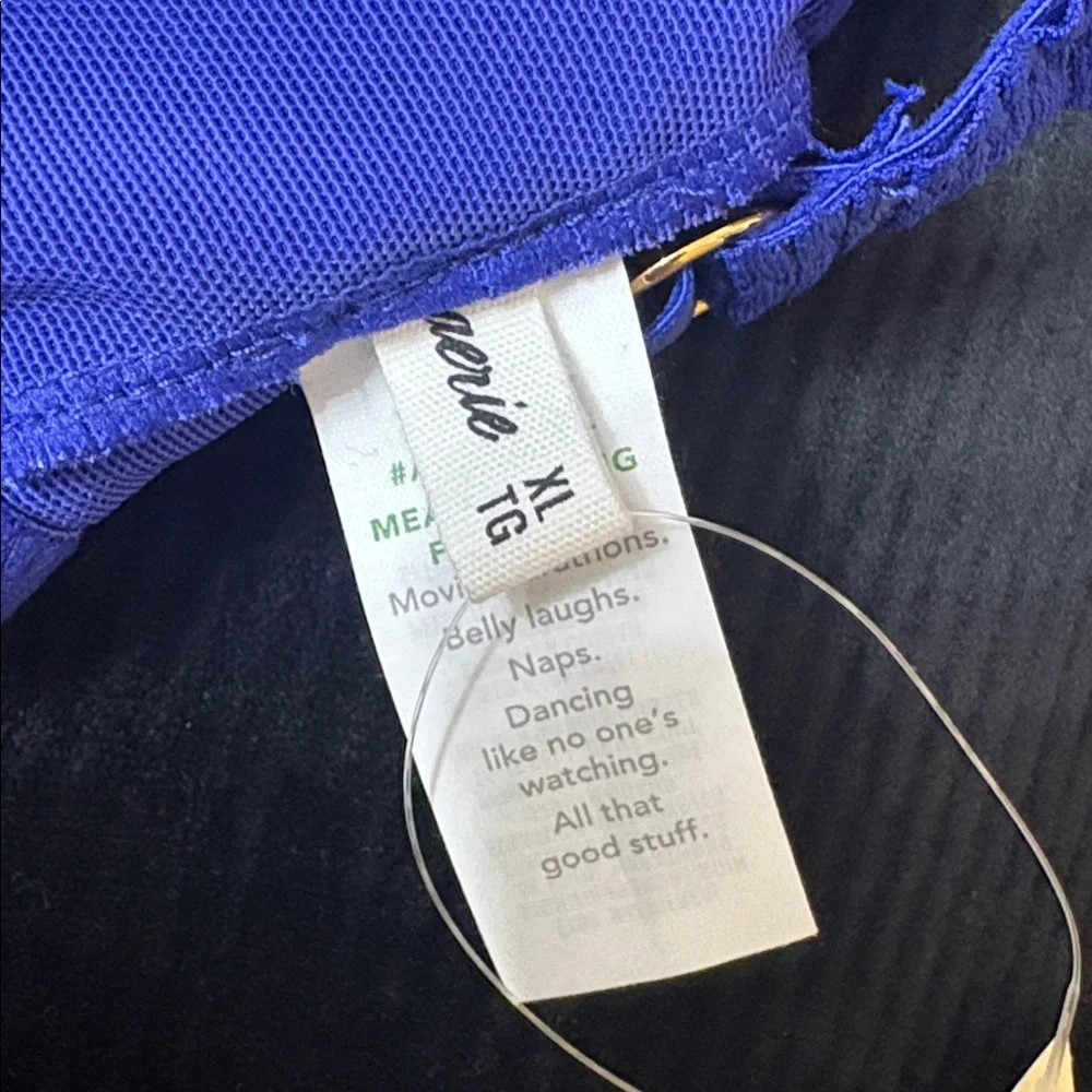 NWT Aerie Blue Lace Bandeau Bralette Gold Ring Back Size XL
